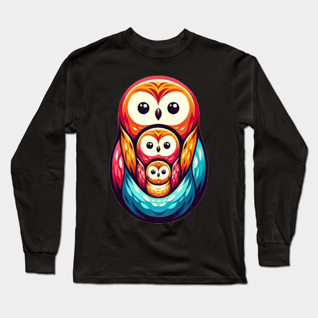 Owl Family of 3 Long Sleeve T-Shirt by edtuer